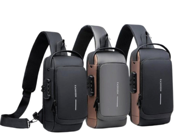 Anti-Theft Dual Zippers with USB Charging Port Crossbody Backpack