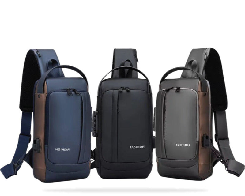 Anti-Theft Dual Zippers with USB Charging Port Crossbody Backpack