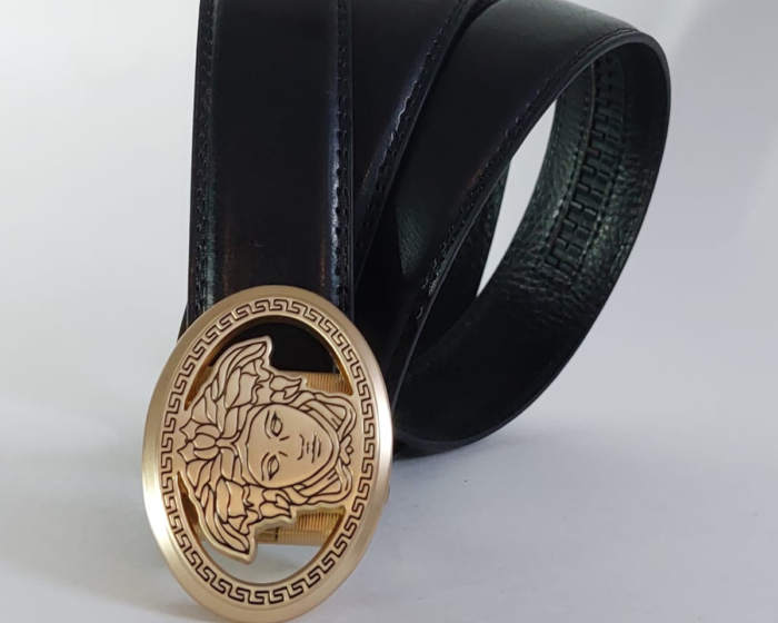 Golden Versace Initial Leather Belt