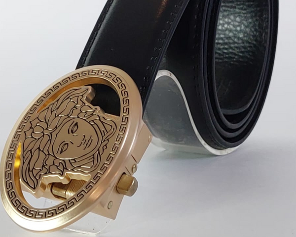 Golden Versace Initial Leather Belt