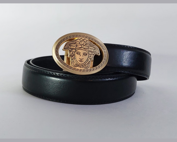 Golden Versace Initial Leather Belt