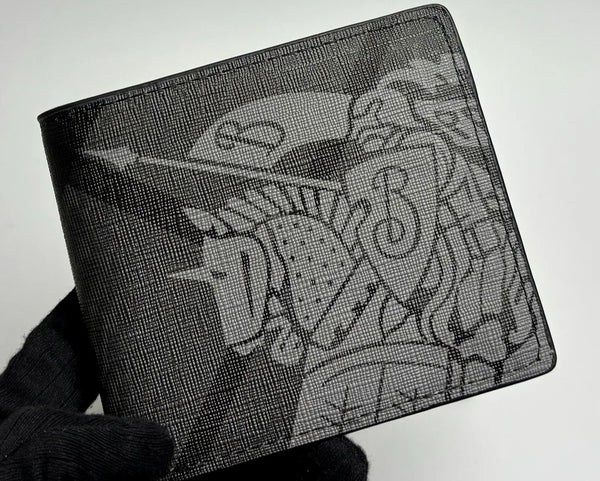 Burberry Engraved Graphic Black Bifold Wallet